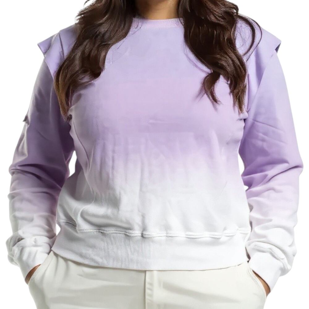 Monrow Ombre Cotton Crewneck Sweatshirt Purple Fade – XL‎